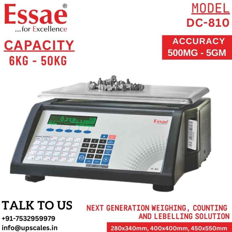50kg/5gm Essae DC-810 Label Printing Scale Counting and Check Weighing Scale with an Integrated Barcode Label Printer | Capacity 50kg and Accuracy 5gm | Platform Size 450x550MM