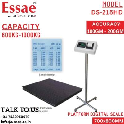 1000kg/100gm Essae Digital Platform Weighing Scale DS-215HD | Essae Electronic Scale Capacity 1000kg and Accuracy 200gm | Platform Size 700x800MM | UP Scales