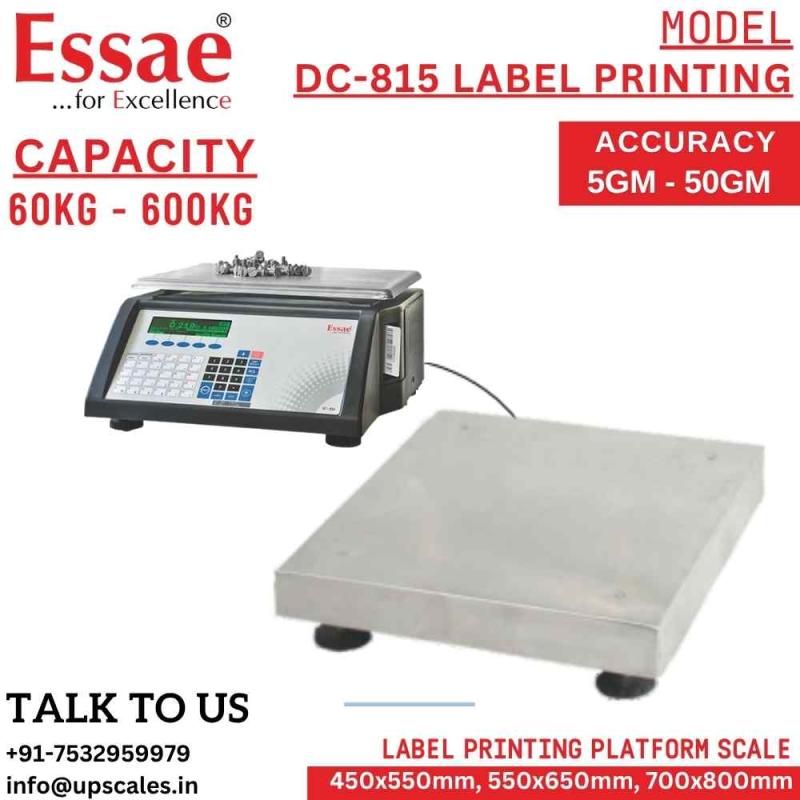 150kg/10gm Essae DC-815 Label Printing Scale Counting and Check Weighing Scale with an Integrated Barcode Label Printer | Capacity 150kg and Accuracy 10gm | Platform Size 450x550mm