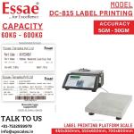 150kg/10gm Essae DC-815 Label Printing Scale Counting and Check Weighing Scale with an Integrated Barcode Label Printer | Capacity 150kg and Accuracy 10gm | Platform Size 450x550mm