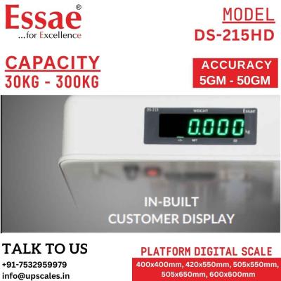 300kg/50gm Essae Platform Industrial Weighing Scale DS-215HD Dual Display Model | Essae Heavy Duty Digital Weighing Scale Capacity 300kg and Readability 50gm | Platform Size 505x650mm