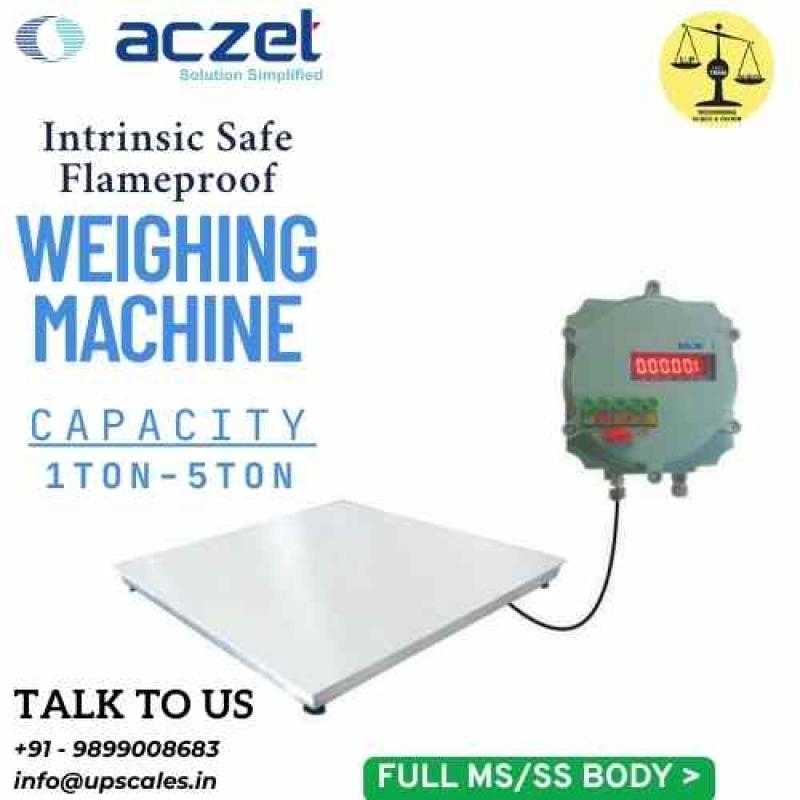 5Ton/1Kg Flame Proof Platform Floor Weighing Machine | Flameproof Industrial Scale 1500x1500mm (1.5x1.5M) Capacity 5Ton and Accuracy 1Kg
