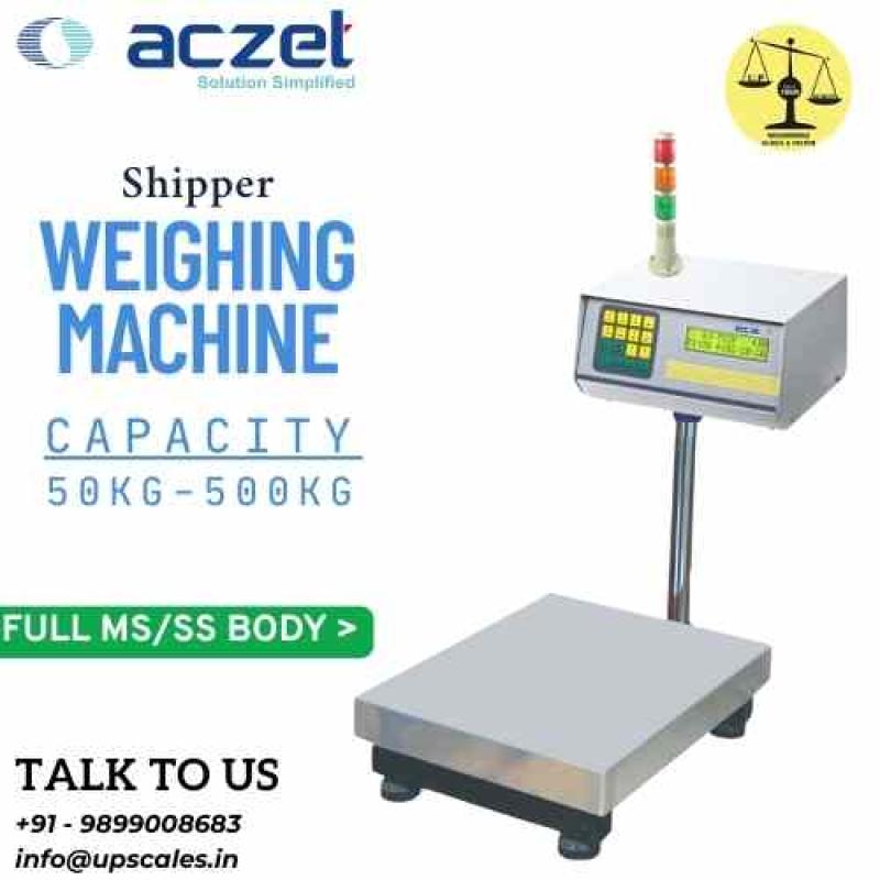 500kg/50gm Aczet Shipper Weighing Machine With Label/Dot Matrix Printers/Scanner | Capacity 500kg and Accuracy 50gm
