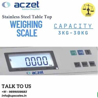 30kg/1gm Aczet Stainless Steel Electronic Weighing Machine | Stainless Steel Table Top Scale Capacity 30kg and Accuracy 1gm