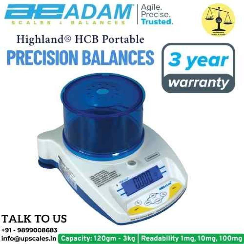 3000gm/100mg Highland HCB Portable Precision Balances by Adam Equipment | Precision Balance Capacity 3000gm and Readability 100mg (0.1gm)